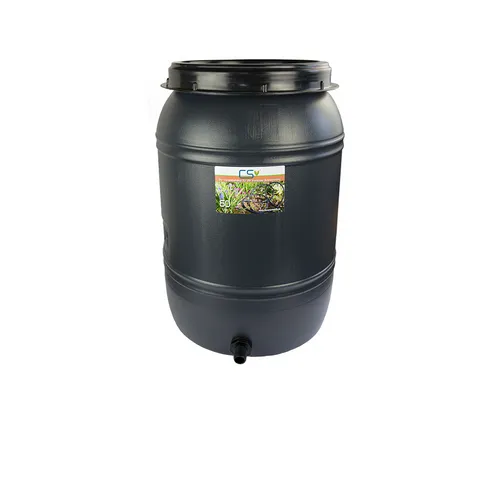 CS Drehdeckelfass 60 Liter grau mit Tankdurchführung für die drucklose Bewässeru