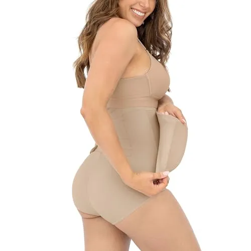 Hohe Taille, postoperative Kompressionsunterwäsche mit verstellbarem Bauchwickel – Bauchkontrolle, Shapewear für Frauen, Beige, L