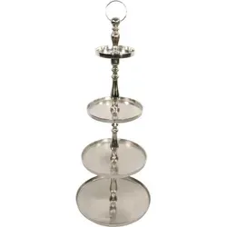 Lesli Living Etagere Brush 125cm - Aluminium gebürstet Silber, eleganter 4-Etagen Servierständer für stilvolle Präsentationen
