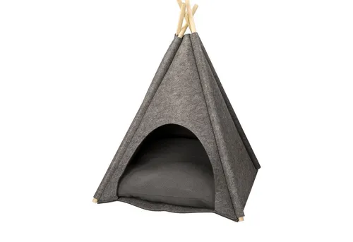 elasto Tierbett Katzenhöhle & Hundehöhle - Gemütliches Tipi Zelt für kleine Hunde und Katzen - Tierbetten für drinnen & draußen, hochwertiges Filzmaterial sorgt für Komfort und Langlebigkeit. Inklusive bequemem Kissen für entspannte Stunden.