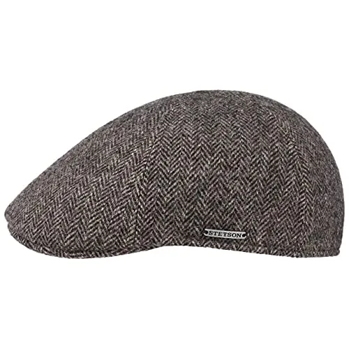Stetson Texas Herringbone Flatcap Herren - Schirmmützen für Herren mit hohem Wollanteil für optimale Wärme, Baumwollinnenfutter für hohen Tragekomfort und modernem Fischgrätmuster für einen eleganten Look.