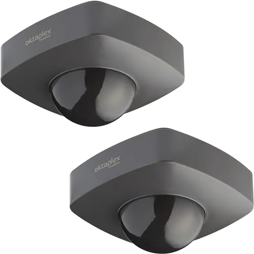 Oktaplex 2er Set Tim Präsenzmelder 360° - Wetterfester Bewegungsmelder für Außen mit 360° Erfassungsbereich und einstellbarer Dämmerungsschwelle. Ideal für Sicherheit und Komfort in Ihrem Zuhause.