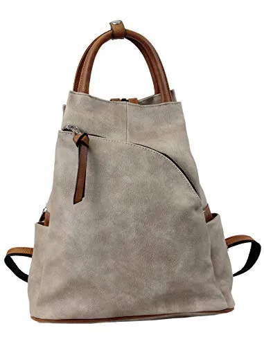 irisaa Damen Rucksack Daypack Tasche - Khaki - Damen-Rucksackhandtaschen aus weichem Kunstleder, ideal für Schule und Alltag mit durchdachtem Design, inklusive mehreren Fächern für optimale Organisation.