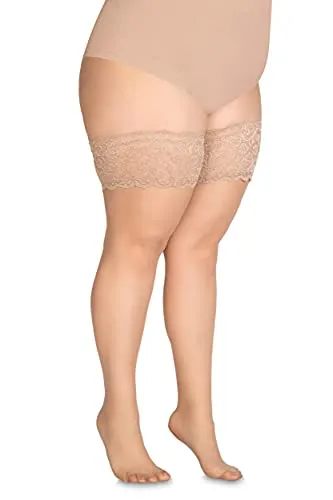 Annes styling Cecile Damen Strümpfe, durchsichtig, halterlos, 20 Denier, mit rutschfestem Silikon, Beige, TG-5/6