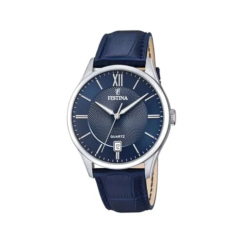 Festina Quarz Herren Klassik F20426/2 - Elegante Uhr in Blau - Herrenuhren mit blaufarbigem Zifferblatt und hochwertigem Lederarmband, perfekt für stilbewusste Männer.