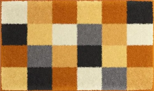 Xxxl Badteppich Bona, Gelb, Schwarz, Weiß - Stylischer Badteppich in Karo-Design, 70x120 cm, Oeko-Tex® Standard 100, rutschfest und ideal für Fußbodenheizung – für ein sicheres und modernes Badezimmer.