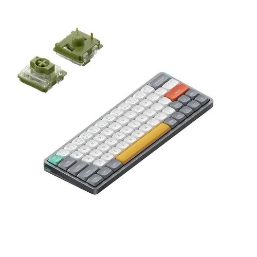 Nuphy Air60 V2 Kabellose Mechanische Tastatur - Tastaturen: Kabellos und kabelgebunden mit programmierbaren Tasten, ideal für kreative Profis und Gamer, im eleganten Lunar Gray Design.