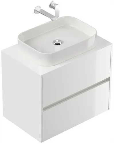 Magnolia Home Aufsatzwaschbecken Badmöbel Taifun 70cm mit rechteckigem Aufsatzwaschbecken weiß Hgl