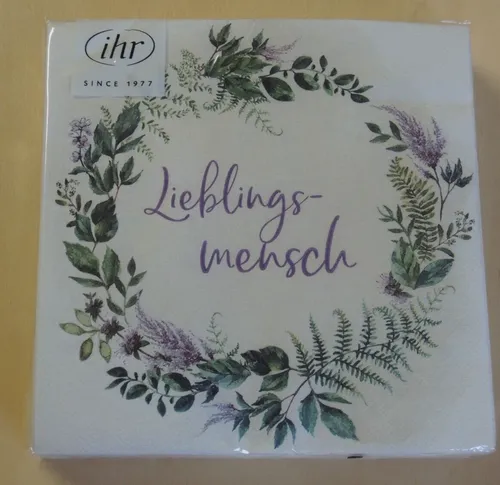Servietten Lieblingsmensch Kranz Schrift 1 Packung OVP Motivservietten  Ihr 20