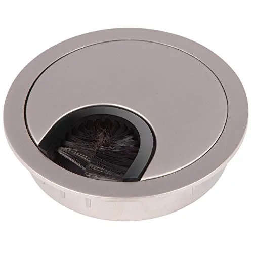 SOTECH 2 Stück Schreibtischdurchlässe Tischdurchführung aus Metall Edelstahloptik matt Bohrmaß Ø 68 mm Schreibtisch mit Staubdichtung
