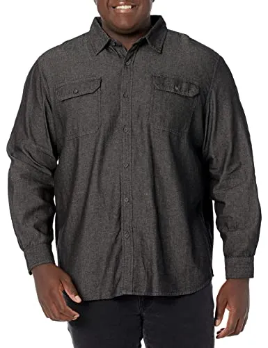 Wrangler Authentics Herren Langärmeliges, Klassisches Gewebtes Hemd mit Button-Down-Kragen, schwarz Denim, XX-Large