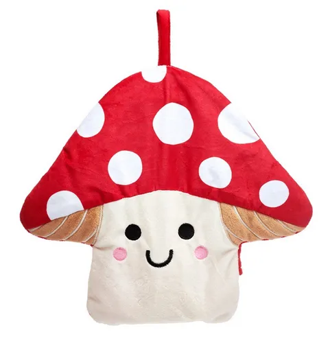 Wärmflasche Fliegenpilz, 1 L mit Fleecebezug - Bettflasche Pilz, Wärmekissen