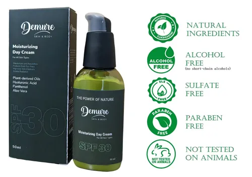 Demure Feuchtigkeitsspendende Tagescreme SPF LSF 30 Hyaluronsäure, Panthenol NEU