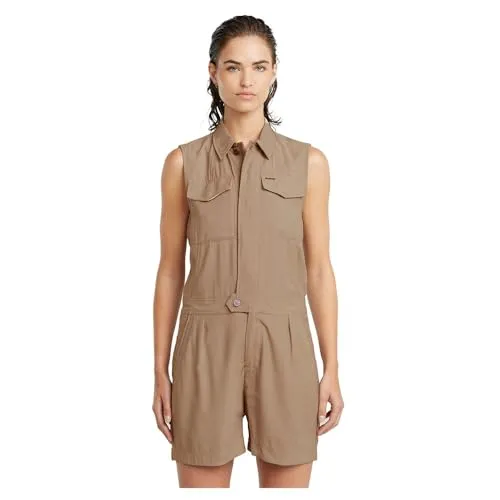 G-STAR Summer Playsuit für Damen - Stylischer Playsuit mit Hemdkragen und verdecktem Druckknopfverschluss. Ideal für warme Tage, bietet eine bequeme Passform und einen originellen Look für jeden Anlass.