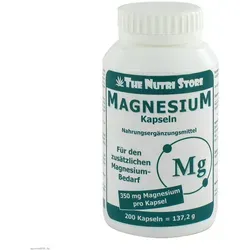 Magnesium 350mg Kapseln, 200 ST - Arzneimittel zur Unterstützung der Muskelfunktion und des Energiestoffwechsels. Jede vegane Kapsel liefert 350 mg Magnesium, ideal bei stressbedingtem Bedarf.