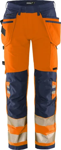 HI VIS Green Stretchhose 134188-271-D108 Orange/Marine - Arbeits- & Schutzkleidung aus nachhaltigem 4-Wege-Stretchmaterial mit CORDURA®-Verstärkungen, ideal für maximale Bewegungsfreiheit und Strapazierfähigkeit.