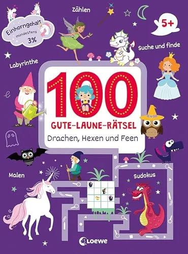 Gute-Laune-Rätsel - Drachen, Hexen und Feen: Lernspiel-Sammlung zum Rätseln und Malen für Kinder ab 5 Jahre 100