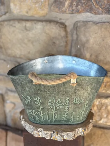 Metalldeko Gartendeko Frühlingsdeko Pflanztasche Blumentopf Deko Tasche
