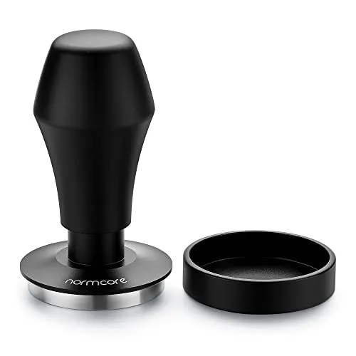 Normcore V4 federbelasteter Kaffeestampfer mit 6,8 kg/11,4 kg/13,6 kg Ersatzfedern, eloxiertem Aluminiumgriff und -ständer und flachem Edelstahlsockel, 53,3 mm