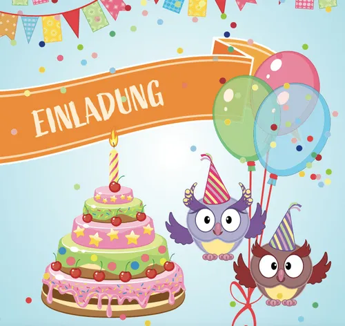 Einladungskarten Karte Geburtstagseinladung Eule Kindergeburtstag 14,8x14,8cm 12