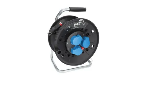 KALLE DAS KABEL Kalle Kabeltrommel 25m Schuko H07RN-F 3G 1,5 mm² - Kabeltrommel für den dauerhaften Einsatz im Freien, IP44, mit Thermoschutzschalter und ergonomischem Griff für einfaches Aufrollen.