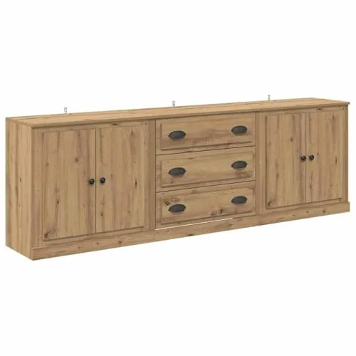 vidaXL Sideboards 3 pcs Altholz 210 x 35,5 x 67,5 cm Holzwerkstoff, Wohnzimmer Aufbewahrung, rechteckige Moderne Anrichte, stylischer minimaler Schrank, praktische Möbel fürs Zuhause