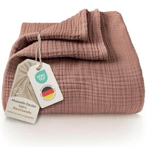 LAYNENBURG Premium Musselin Tagesdecke 220x240 cm XXL