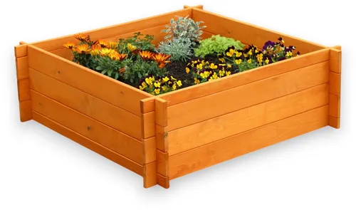 promadino Frühbeet aus Kiefernholz, 100x100x33,5 cm - Pflanzenzubehör für Gartenliebhaber: Dieses imprägnierte Frühbeet bietet 335 l Fassungsvermögen und schützt Ihre Pflanzen optimal.