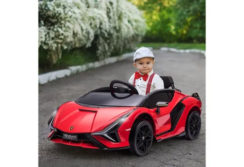 HOMCOM Lamborghini SIAN Kinderfahrzeug 12V - Kinder-Elektrofahrzeuge mit realistischem Design, 2 Fahrmodi und Fernbedienung. Inklusive Musik und LED-Lichtern für ein authentisches Fahrerlebnis.