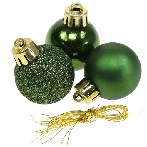 Kaemingk Weihnachtsbaumkugel, Weihnachtskugeln Kunststoff 3cm 14er Set - Piniengrün