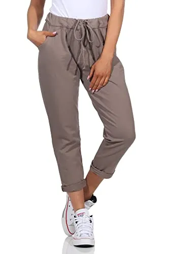Damen Jogginhose im Boyfriend-Style Sweatpants für Freizeit Sport Fitness Yoga Training 3569 Schlamm 42/46