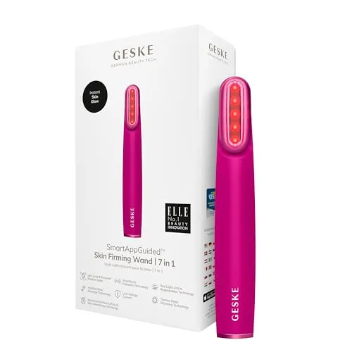 GESKE Skin Firming Wand | 7 in 1 | Anti-Aging | Mikrostrom Facelift | Reduziert Alterserscheinungen | Fortschrittlicher Facial Firmer | Red LED Light Technology | Flexibler Kopf