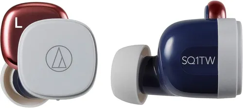 audio-technica ATH-SQ1TW True Wireless Kopfhörer navy/rot - In-Ear-Kopfhörer mit Bluetooth-Konnektivität, bieten kabellosen Komfort und hervorragenden Klang in stylishem navy/rot Design.