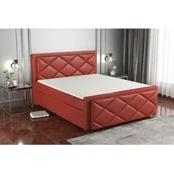 Boxspringbett SAXI 120 x 200 mit 2 Bettkästen in Rot - Stilvolles Boxspringbett mit Bonellfederkernmatratze und praktischem Bettkasten – ideal für jeden Raum. Hochwertige Materialien garantieren maximalen Komfort und eine einfache Pflege.