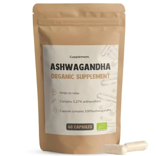Cupplement Ashwagandha Kapseln 500 mg – 60 Stück – Bio Ashwagandha – Nahrungsergänzung aus Ashwagandha-Wurzel