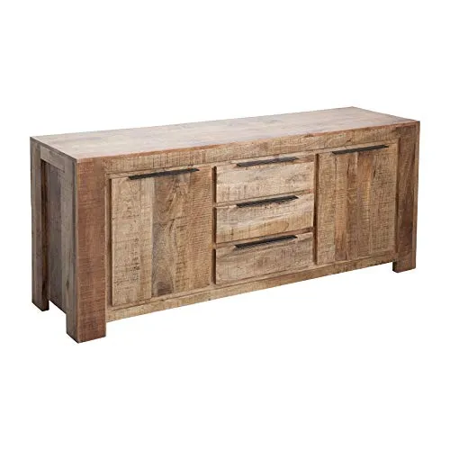 riess-ambiente Sideboard IRON CRAFT 174cm aus Massivholz - Sideboard aus naturbelassenem Mangoholz mit 3 Schubladen, handgefertigt und einzigartig in Design und Maserung – ideal für stilvolles Wohnen und extra Stauraum.