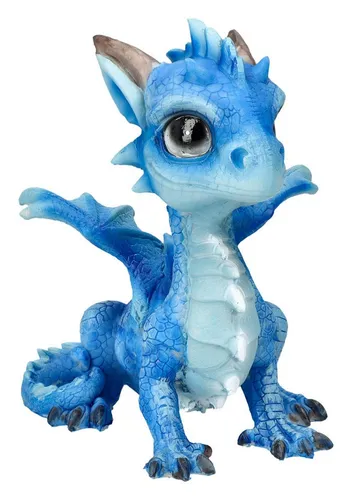 Figuren Shop GmbH Fantasy-Figur Drachenfigur Baby blau - Ice Dragonling - Fantasy Drache Dekofigur