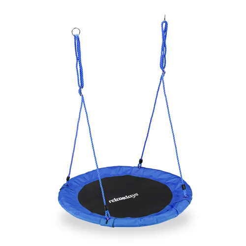 Relaxdays Unisex Nestschaukel, blau, Ø 90 cm - Outdoor Schaukel für Garten oder Terrasse, verstellbar für Kinder und Erwachsene bis 100 kg, komfortable Sitzfläche für entspanntes Schwingen.