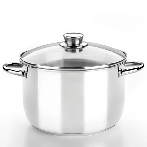 MONIX Optima | 18 cm Topf mit Glasdeckel, Edelstahl 18/10, Dreifach-Diffusorbode