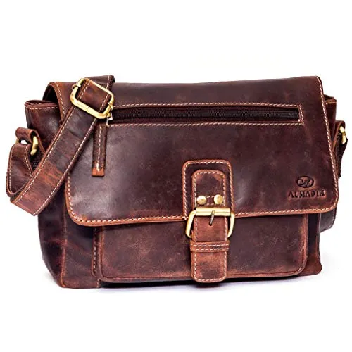 ALMADIH Premium Leder Umhängetasche KIM BV - Stilvolle Handtasche für Damen und Herren - Umhängetasche aus hochwertigem Rindsleder, 100% Handarbeit, vielseitig einsetzbar als Business- oder Freizeittasche, mit praktischem Magnet- und Reißverschluss.