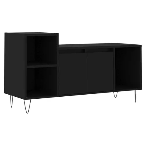 vidaXL TV-Schrank Schwarz 100x35x55 cm - Stylischer TV-Schrank aus robustem Holzwerkstoff mit 5 Fächern für optimalen Stauraum und praktischen Türen zum Staubschutz. Ideal für dein Wohnzimmer!