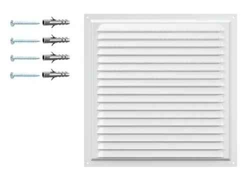 Lüftungsgitter Weiß – Lüftungsabdeckung aus Verzinktem Stahl mit Schutzgitter – Polymerbeschichtung RAL9016 – Rostfrei für Wand oder Decke – 300 x 300 mm Quadratisch – Innen und Außen.