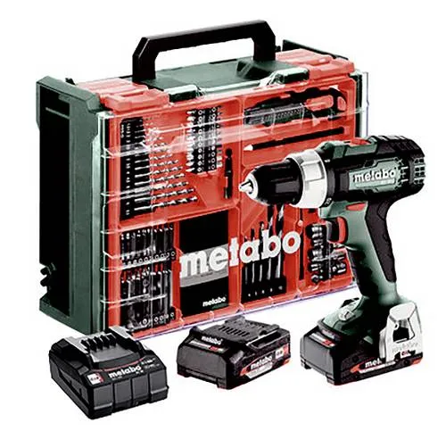 Metabo BS 18L Set 614051710 Akku-Bohrschrauber 18V - Akkuschrauber mit bürstenlosem Motor und 2 Akkus, ideal für vielseitige Bohr- und Schraubanwendungen. Inklusive praktischem Zubehörset und LED-Arbeitslicht für optimale Sicht.