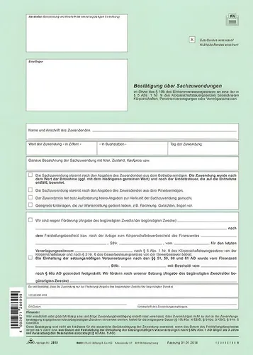 RNK Formularblock RNK Zuwendungsbestätigung Sachspende A4 SD