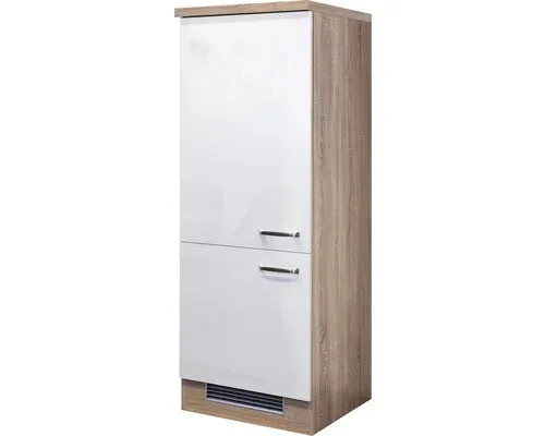 Flex Well Kühlumbauschrank Valero für 88er Einbaukühlschrank - Küchenzeilen mit modernem Design, inklusive reversibler Türanschlag und pflegeleichter Hochglanz-Oberfläche für eine elegante Küche.