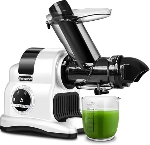 AMZCHEF Entsafter mit großem 80MM Einfüllschacht in weiß von Amzchef