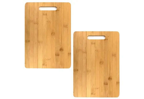 HAC24 Schneidebrett Schneidebrett Küchenbrett Holz Schneide Brett Servierbrett Brettchen, Bambus, (2-St), aus Bambus 36 x 25 cm