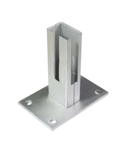 Verzinkte Bodenplatte 125x125mm für 60x40 Pfosten Stabmattenzaun Doppelstabmatte