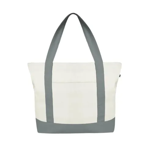 Eco Right Große Canvas Tote Bag Für Frauen Mit Reißverschluss & Innentasche, 100% Bio-baumwolle Reisenthel Shopper