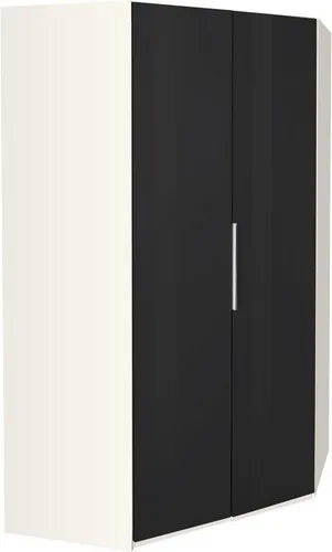 Wimex Eckkleiderschrank Level by fresh to go mit Glastüren - Eckkleiderschrank für platzsparende Aufbewahrung, bietet großzügigen Stauraum und anpassbare Holzböden – ideal für kleine Schlafzimmer.